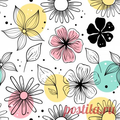 Векторный бесшовные модели с цветами. скандинавские мотивы. Здесь вы найдете тысячи векторных изображений класса премиум в форматах AI и EPS