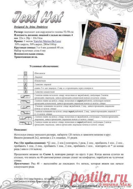 Весенние шапочки спицами- подборка со схемами