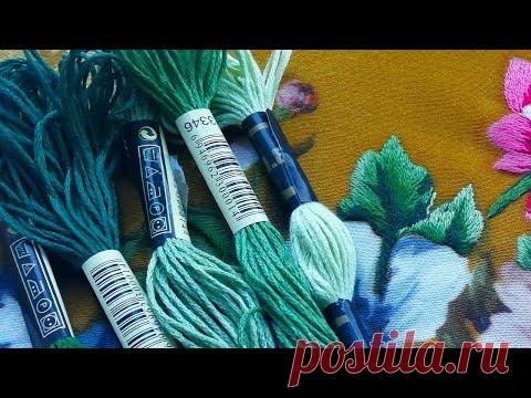 Как вышить гладью листик | плавный переход цвета