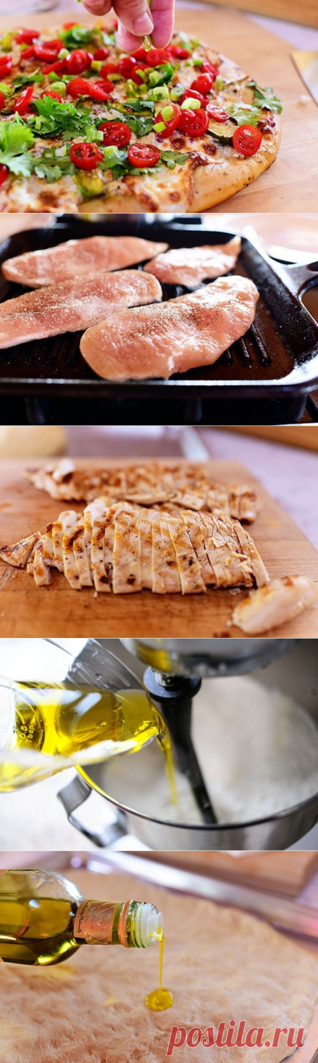 Домашняя пицца с курицей и авокадо, пошаговый фото рецепт