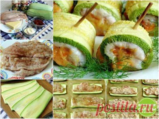 Рулетики с мясом из кабачка
Вкусная и красивая закуска которая украсит не только обеденный стол, но и праздничное меню.
Ингредиенты:
2 молодых кабачка,
300 г куриного филе,
50 г натертого сыра твердого сорта,
чеснок по вкусу,
зелень по вкусу,
майонез и кетчуп,
соль и перец по вкусу.
Приготовление:
1. Куриное филе порезать лентами, посолить, поперчить и отбить.
2. Кабачки порезать лентами, посыпать сыром, выложить мясо, смазать майонезом и кетчупом и свернут смешанным с чес...
