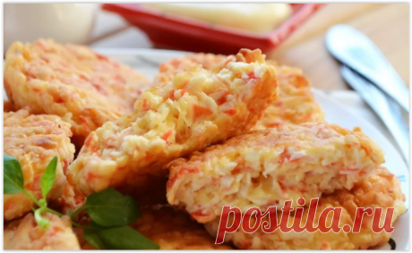 Необычные котлеты из крабовых палочек и сыра - просто, быстро и очень вкусно!
