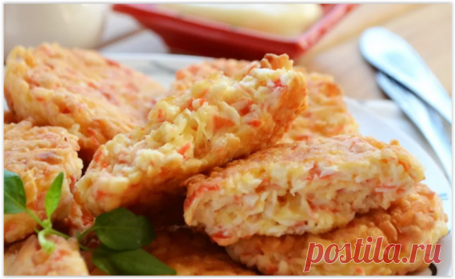 Необычные котлеты из крабовых палочек и сыра - просто, быстро и очень вкусно!