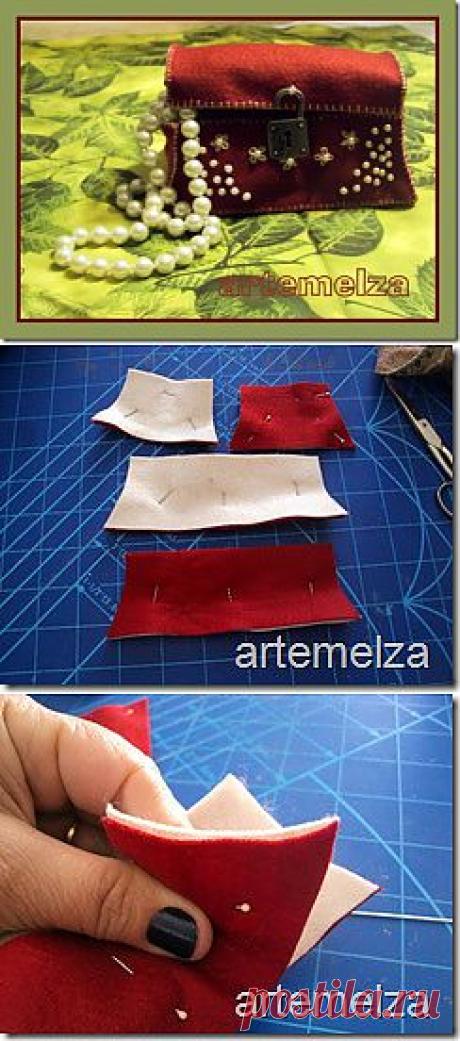ARTEMELZA - Arte e Artesanato: Baú porta-joias em feltro.