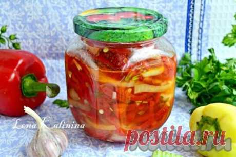 Болгарский перец, маринованный в масле с чесноком и зеленью, на зиму