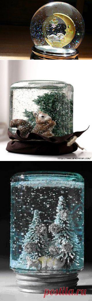 Стеклянный "шар" со снегом своими руками + ВИДЕО
