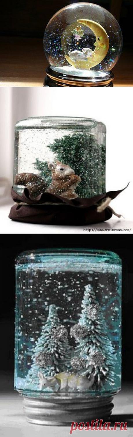 Стеклянный &quot;шар&quot; со снегом своими руками + ВИДЕО