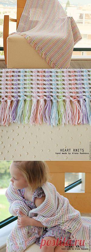 Весенний плед крючком "Нежность" - Ярмарка Мастеров - ручная работа, handmade