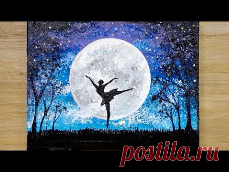 Техника рисования алюминием / Как нарисовать танцующую девушку при лунном свете
