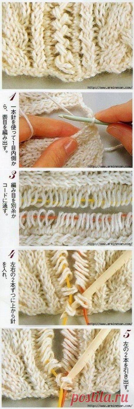 СОЕДИНЕНИЕ ВЯЗАНЫХ ПОЛОТЕН КОСИЧКОЙ. МК В КАРТИНКАХ