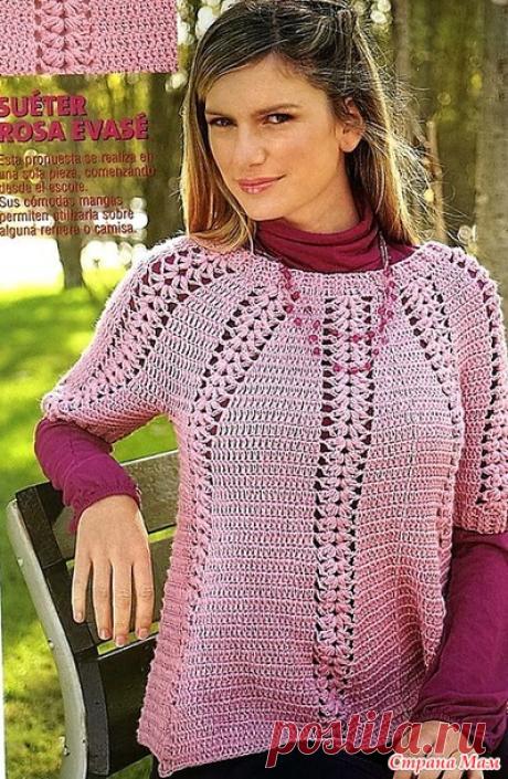 . Нежно-розовая туника с круглой кокеткой. - Все в ажуре... (вязание крючком) - Страна Мам