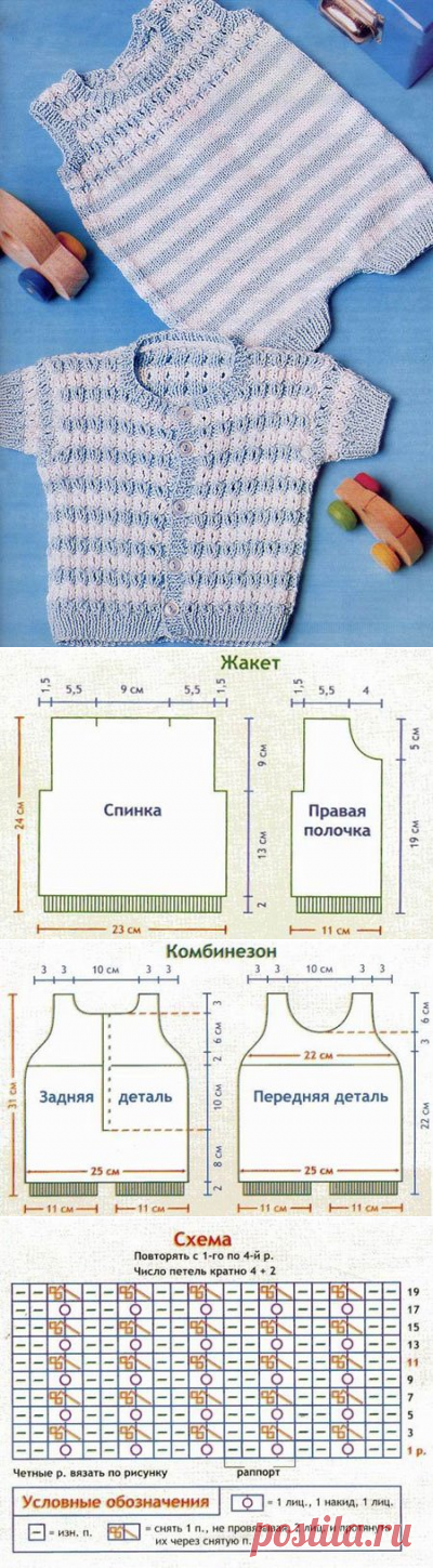 песочник и жакет с коротким рукавом для малыша » Петля - вязание на все случаи жизни!