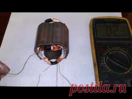 Перемотка статора (УШМ) болгарки, на коленке.  Motor rewinding