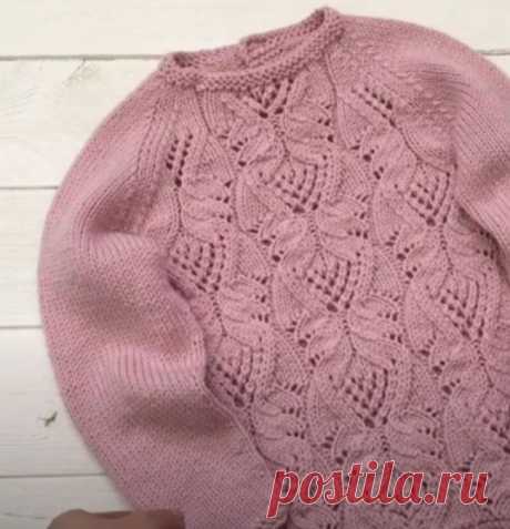 Как связать джемпер спицами с ажуром для девочки