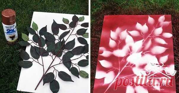 Простая ветка может помочь создать очень красивую картину с помощью баллончика краски