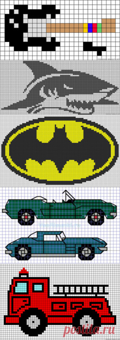 Рисунки Для мальчиков По клеточкам в тетради (51 картинок)