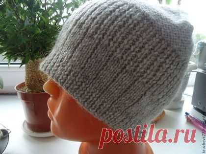 Купить Серая шапка мужская вязаная из шерсти спортивная - серый, однотонный, шерстяной, шапка вязаная