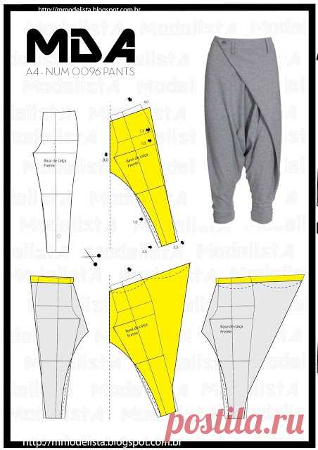 Брюки с низкой мотнёй (две выкройки) / Простые выкройки / ВТОРАЯ УЛИЦА