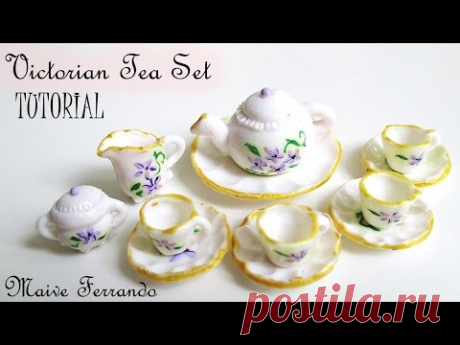 Miniature Victorian Tea Party, Tea Set / Crockery - Polymer Clay TUTORIAL || Maive Ferrando