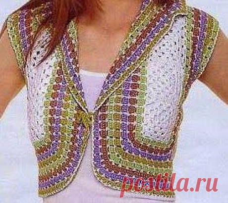 Болеро из бабушкиного квадрата. Схема вязания крючком