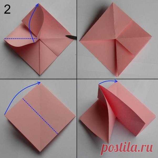 Роза из цветной бумаги