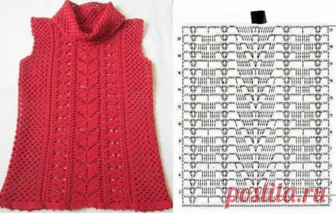 Узор для безрукавки, вяжем крючком