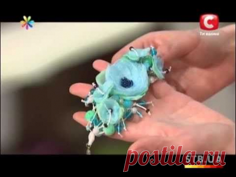 ▶ Заколка с цветами из ткани - YouTube