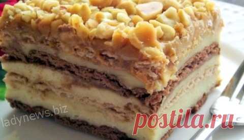 Десерт Сникерс без выпечки - простой и вкусный рецепт