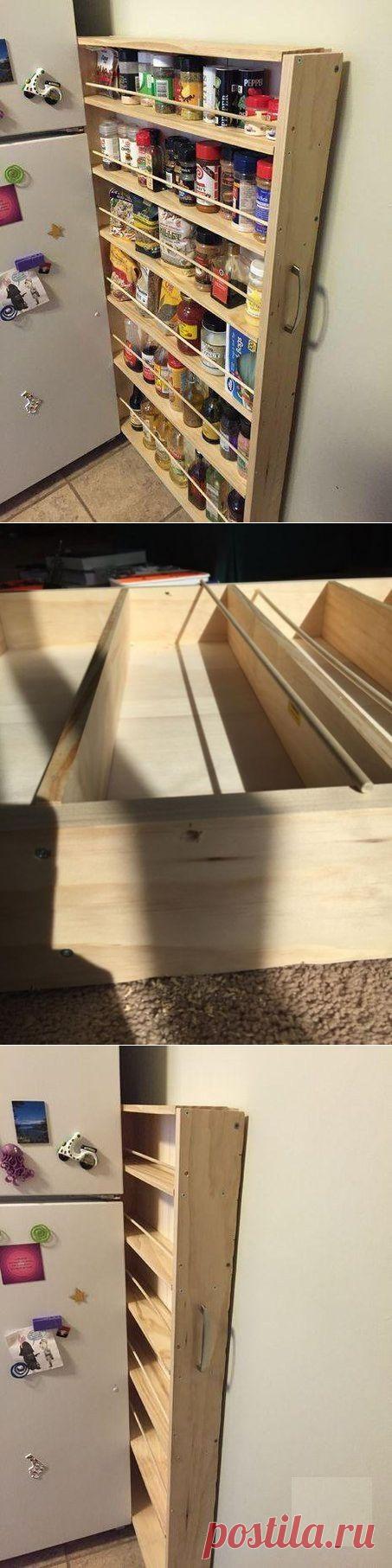 Скрытая полка за холодильником