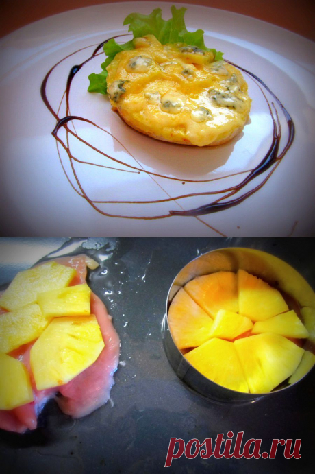 Курица с ананасом под сырной корочкой.