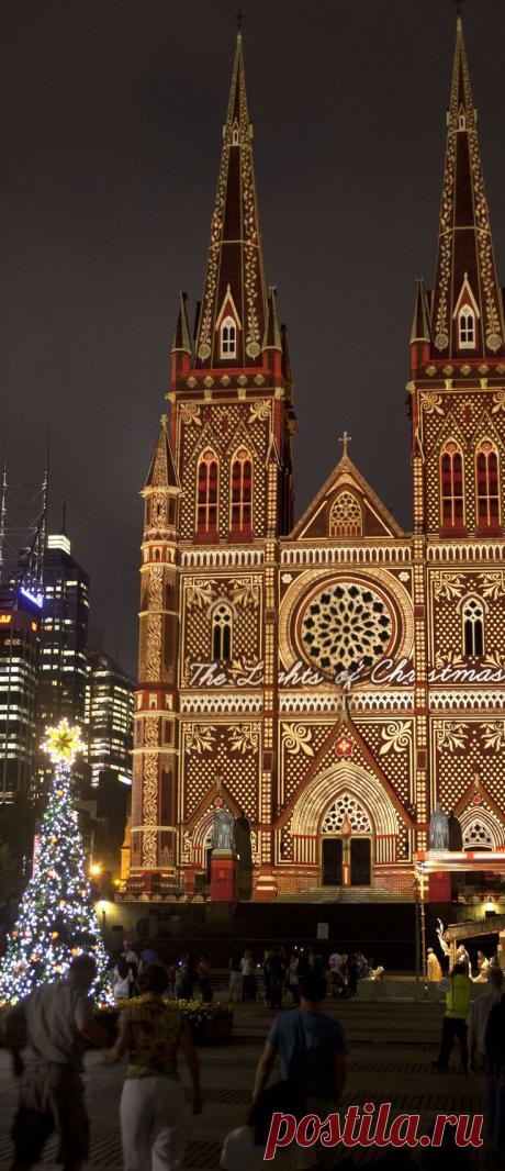 Christmas lights, St Mary’s Cathedral, Sydney, Australia! | Anaïs Cotelle приколол(а) это к доске Architecture