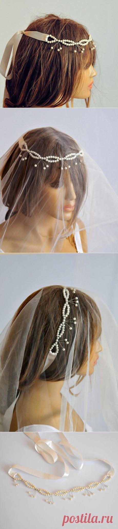 Wedding bridal headband Pearl hairband wedddings Hair by selenayy