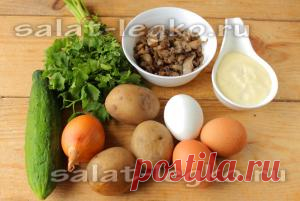 Салат с грибами и свежими огурцами