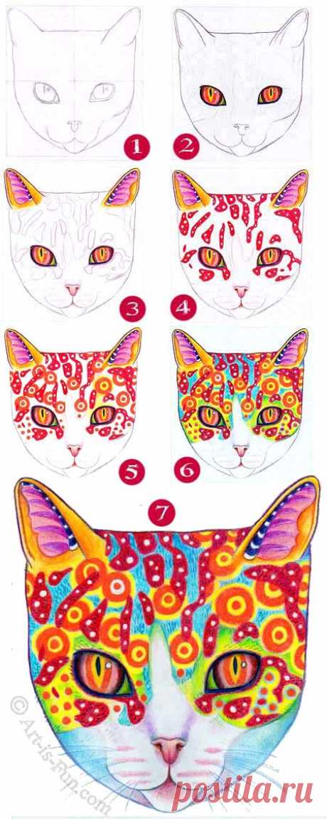 How to Draw a Cat: Learn How to Create a Unique Colorful Cat Drawing — Art is Fun