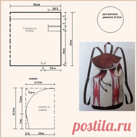 Крой и Шитьё. Все о рукоделии : Рюкзак с круглым донышком. Выкройка
