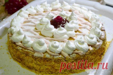 Рецепт: Торт &quot;Добрынинский&quot; | Очень вкусны песочный торт с заварным белковым кремом.