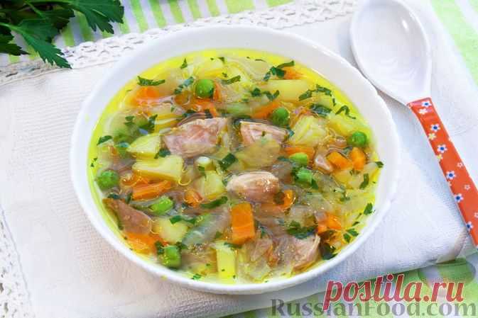 Рецепт: Куриный суп с зелёным горошком и капустой на RussianFood.com