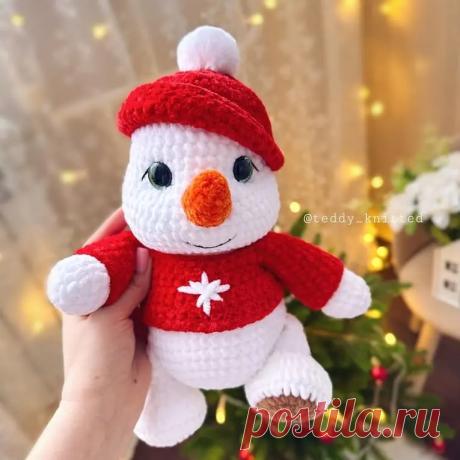 Плюшевый снеговичок крючком: мастер-класс | Амигуруми