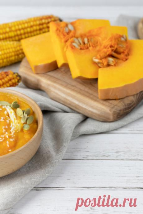 Кукурузно-тыквенный суп с консервированной кукурузой