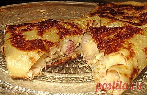 Блинчики с сыром ветчиной и грушами — Домашний уют