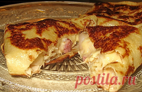 Блинчики с сыром ветчиной и грушами — Домашний уют