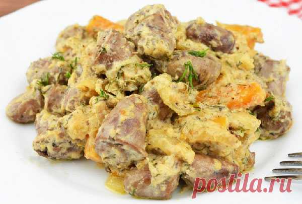 Куриные сердечки в сметане — Домашний уют