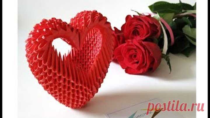 Серце - кошичок (модульне оригамі) сердце/heart 3d origami модульное оригами