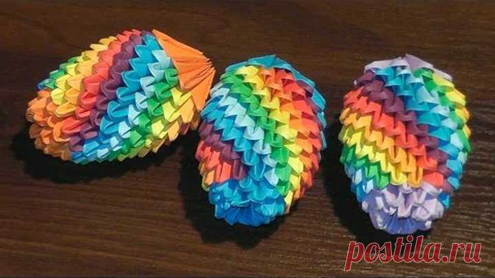 Модульное оригами радужное Пасхальное яйцо мк