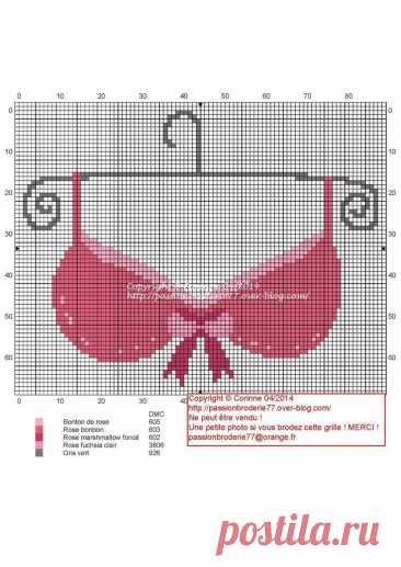 0 point de croix soutien gorge rose - cross stitch pink bra