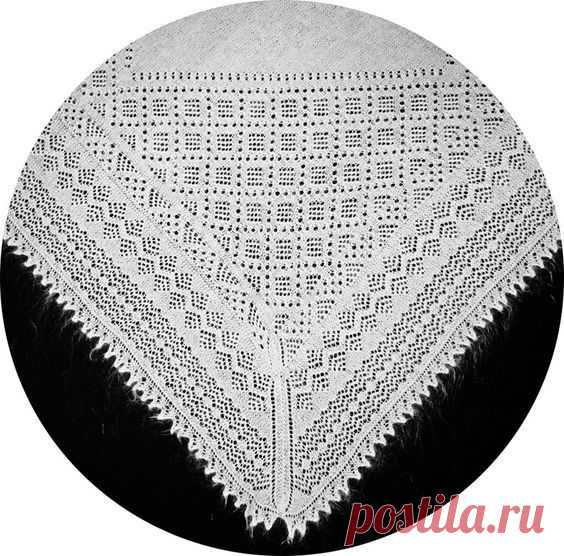 Оренбургский платок - учимся вязать , описание на русском и схемы