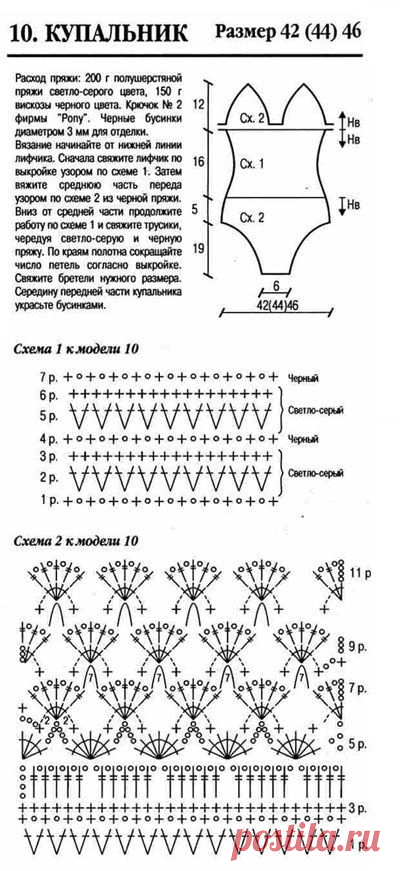 Купальники крючком со схемами