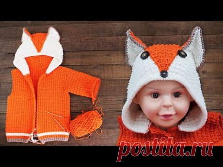 Детский кардиган «Лисичка» 🦊 связан спицами - часть 2 - как вязать капюшон