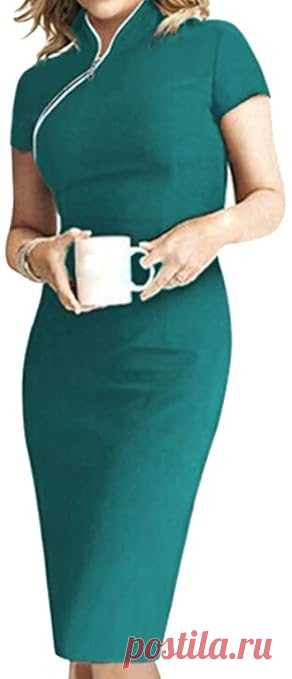 Vska Women's Sexy Solid Color Slim Fit Cheongsam Midi Dress at Amazon Women’s Clothing store: