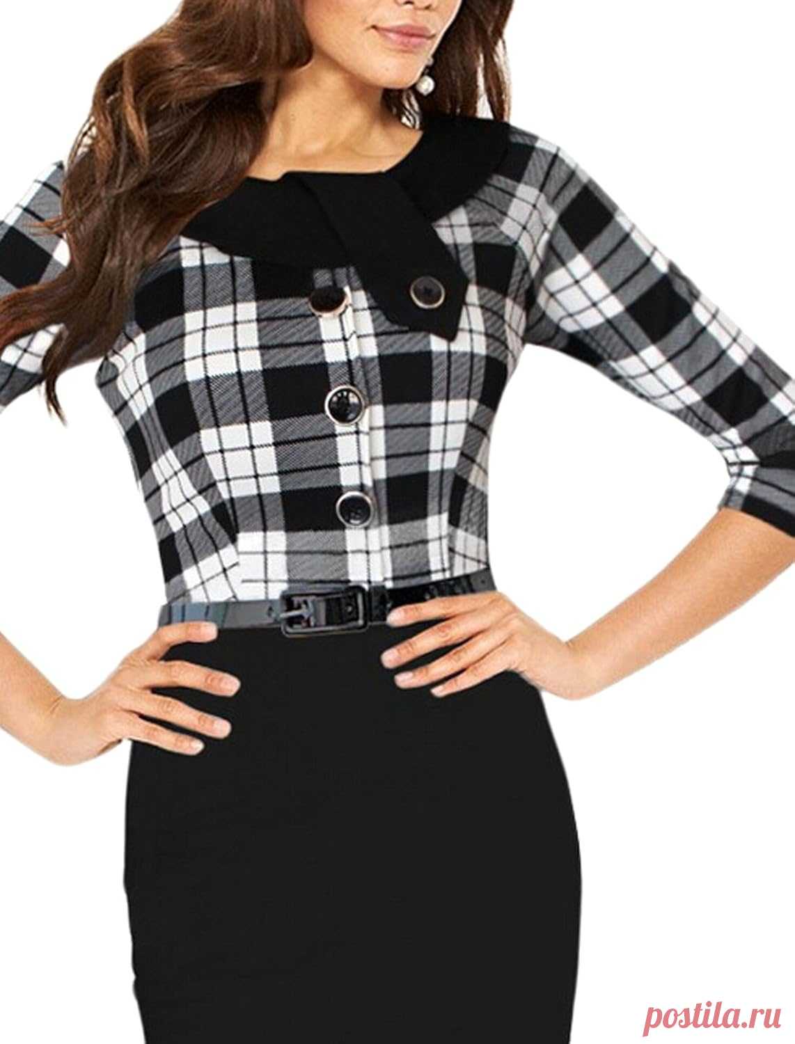 DANJIESHI Women's Slim Includ Belt OL Half Sleeve Dress at Amazon Women’s Clothing store: